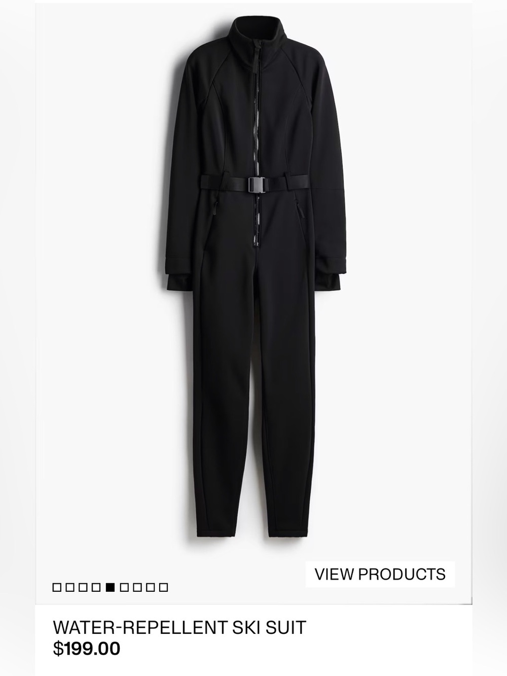 H&M ski Black Water-Resistant Jumpsuit with Belt